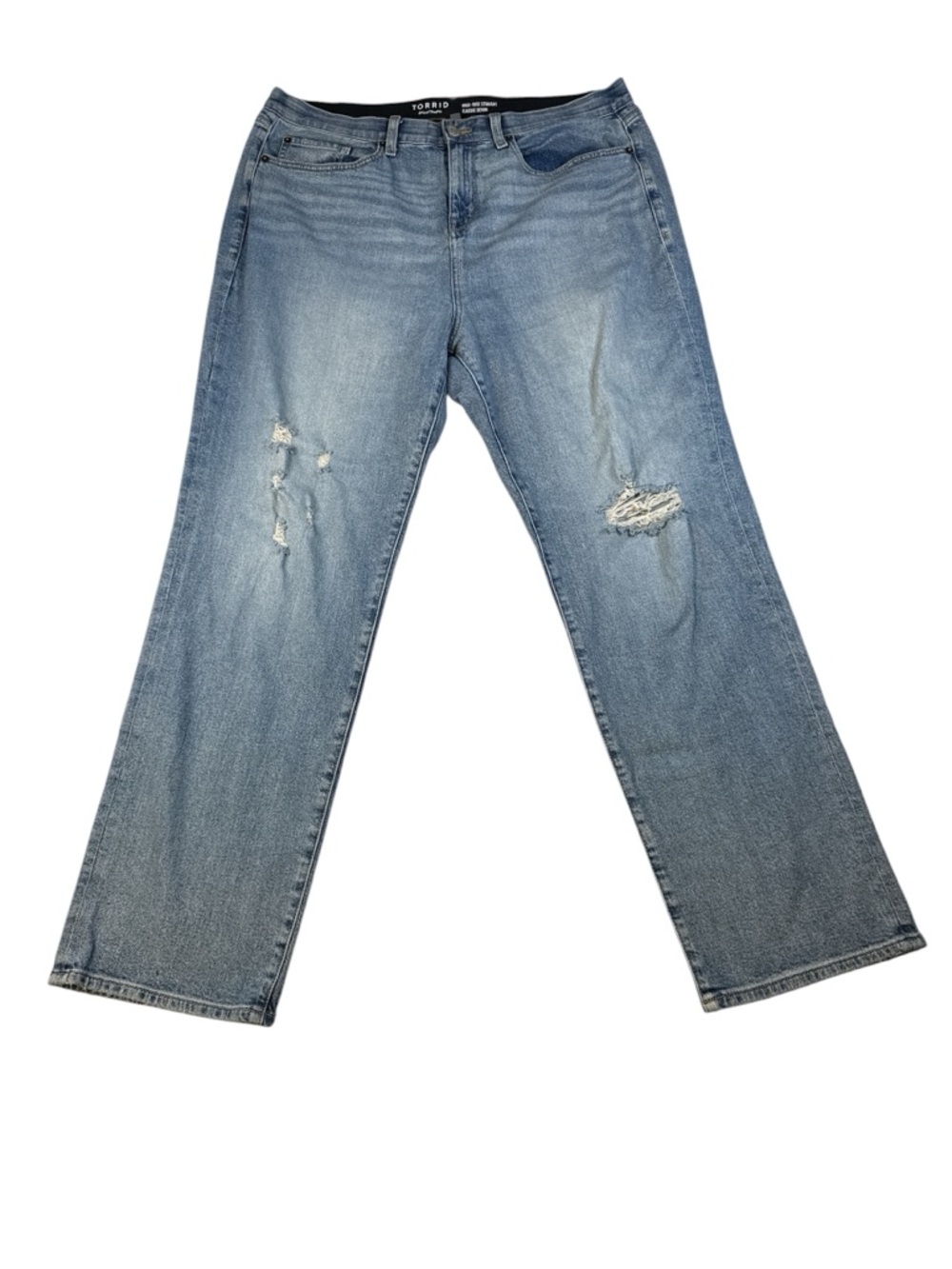 Torrid Jeans 18T High Rise Straight Distressed Light Wash Denim Plus Size